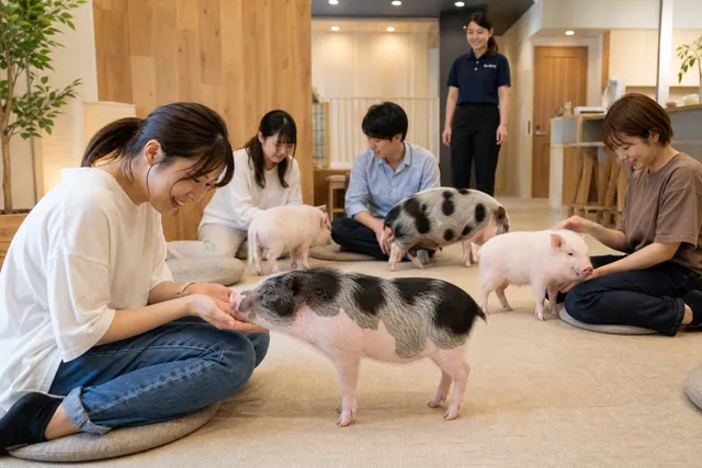 Kafe interaksi micro pig berasaskan tempahan