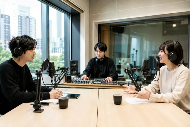 Bookable podcast studio with editing support