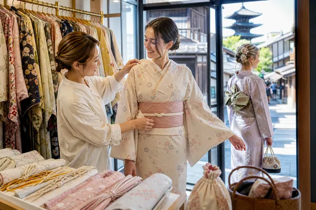 เช่ากิโมโนพร้อมแต่งตัวเพื่อท่องเที่ยวในเมือง