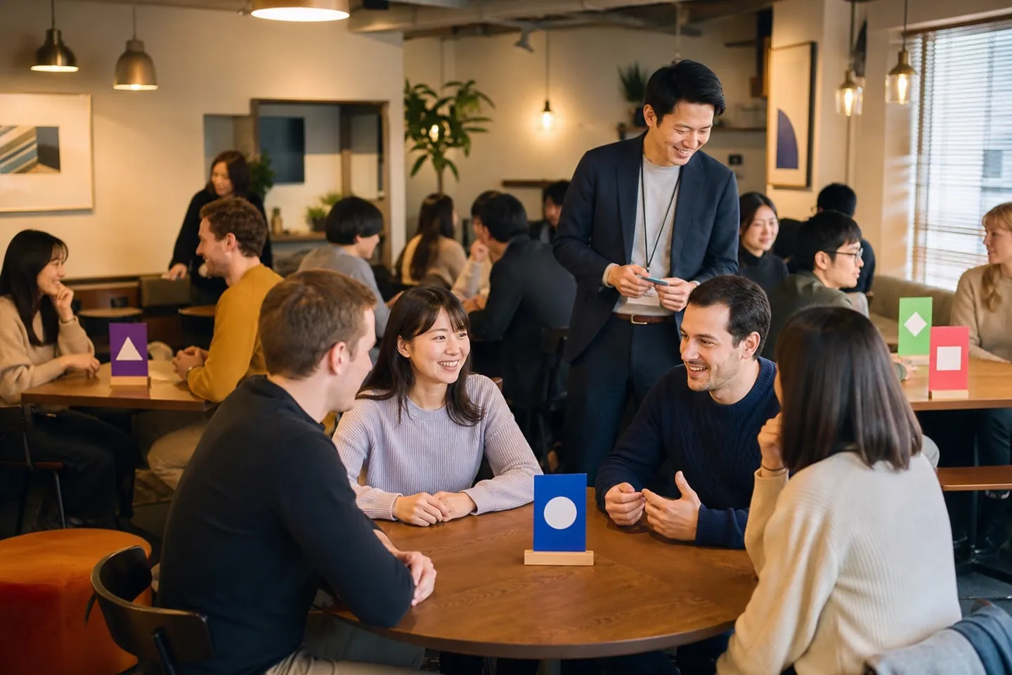 Conversation-first language café membership · AI-generated image
